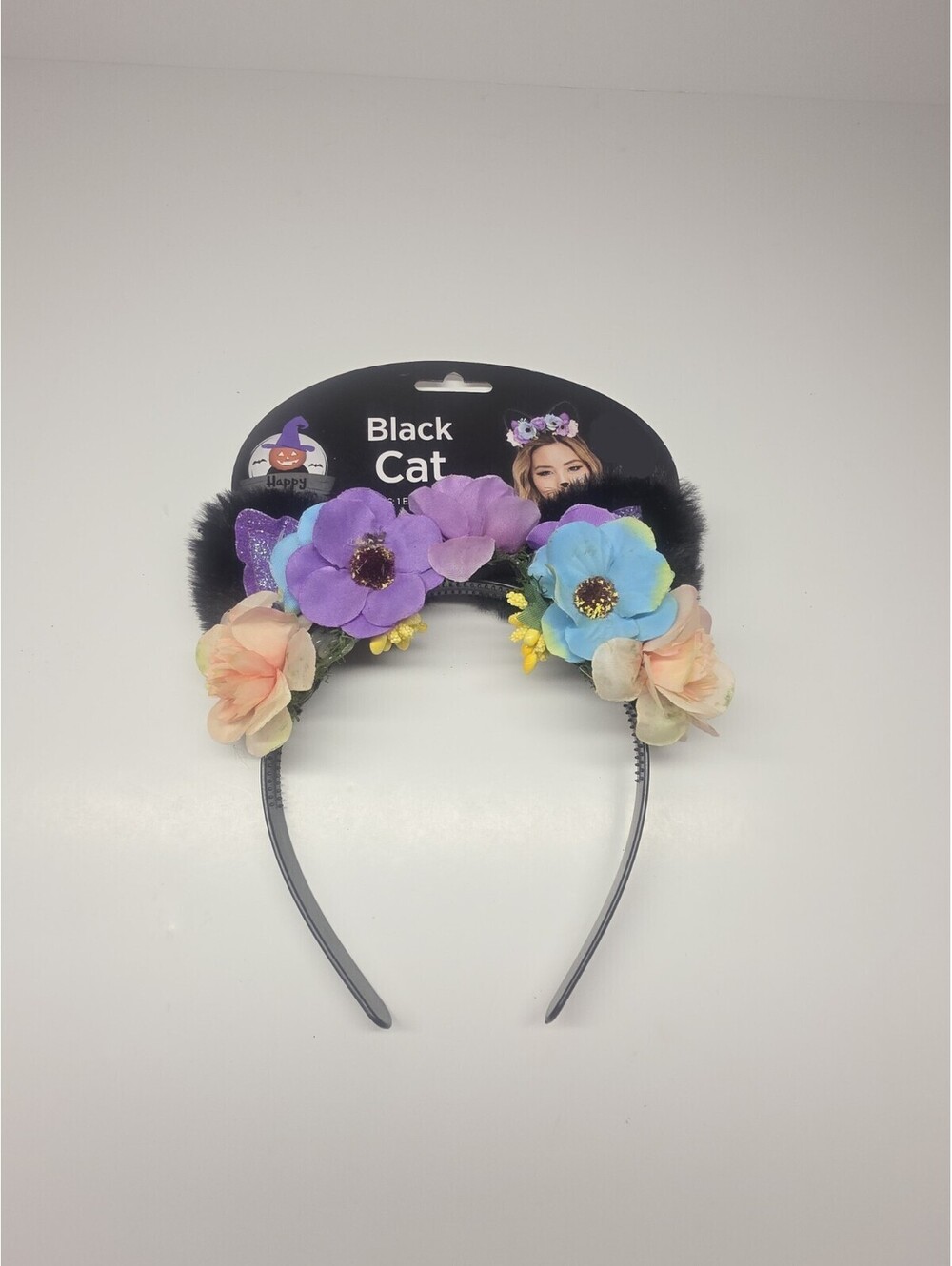 Discontined Halloween Costume Hair Floral Black Cat Ears Headband